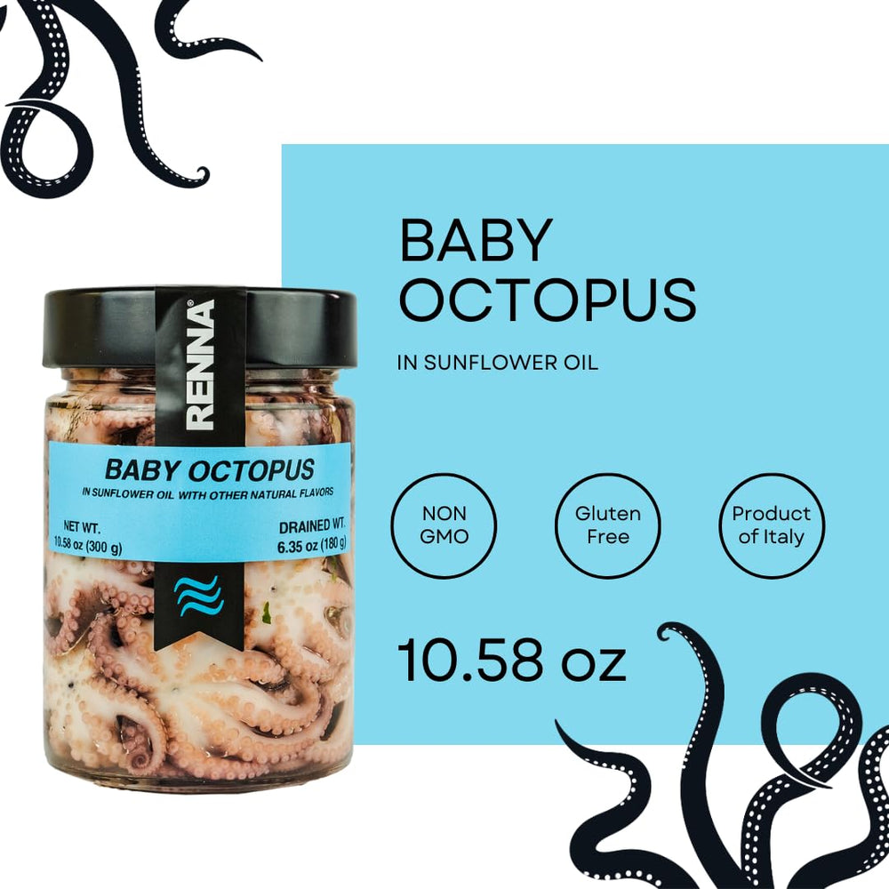 Renna mediterranean octopus in oil, ready to enrich pasta.
