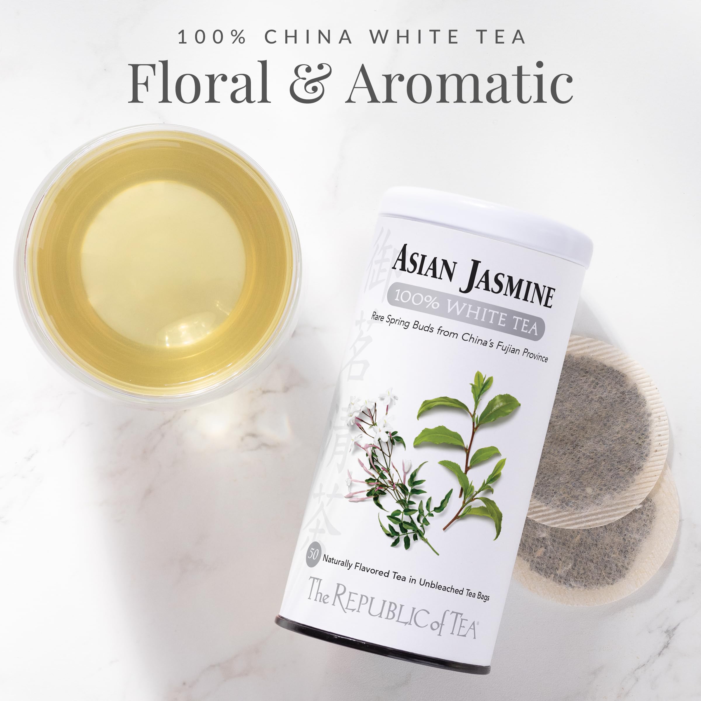 The Republic of Tea Asian Jasmine cup steep releasing floral aroma