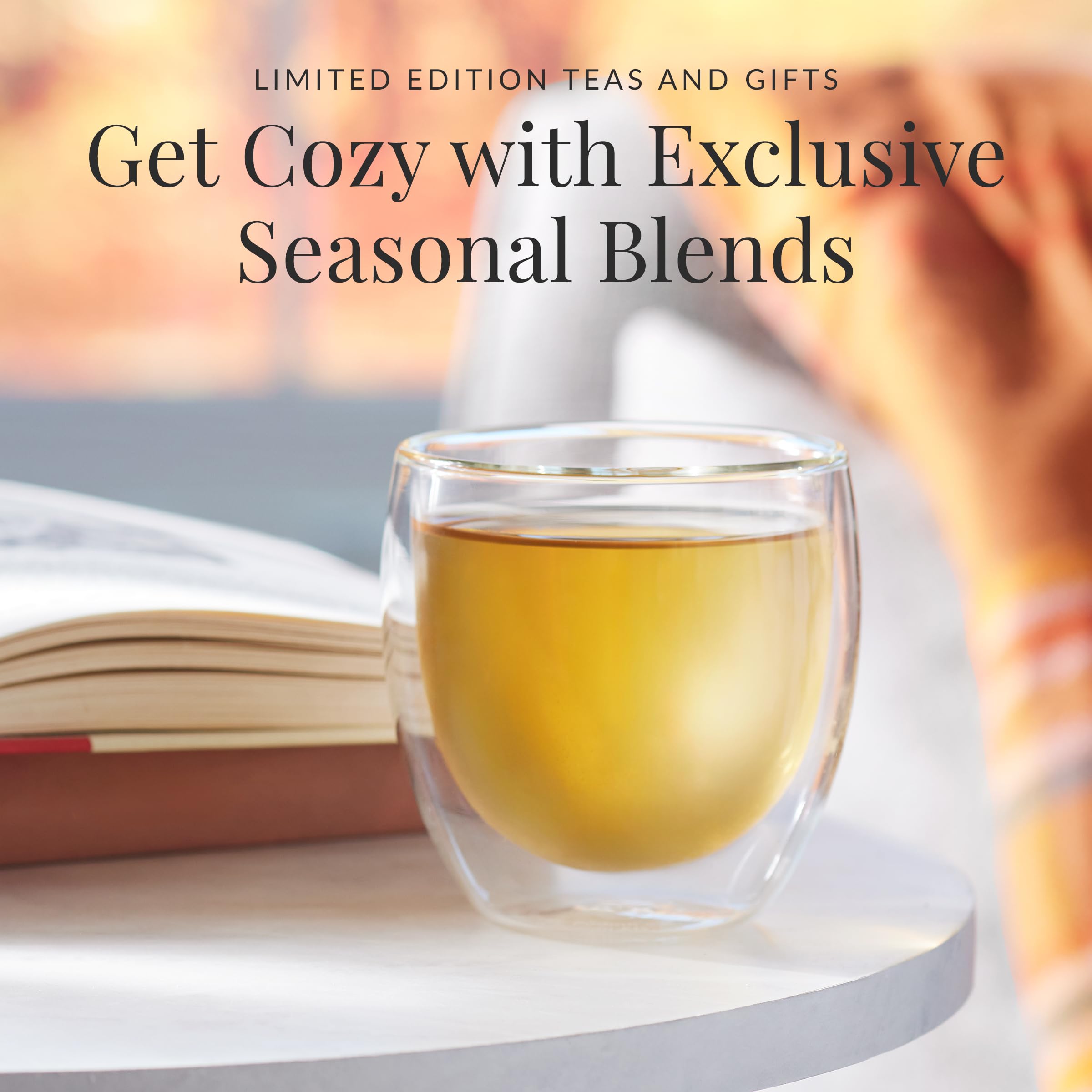 A cozy mug with The Republic of Tea pumpkin pie chai steam for relaxation.