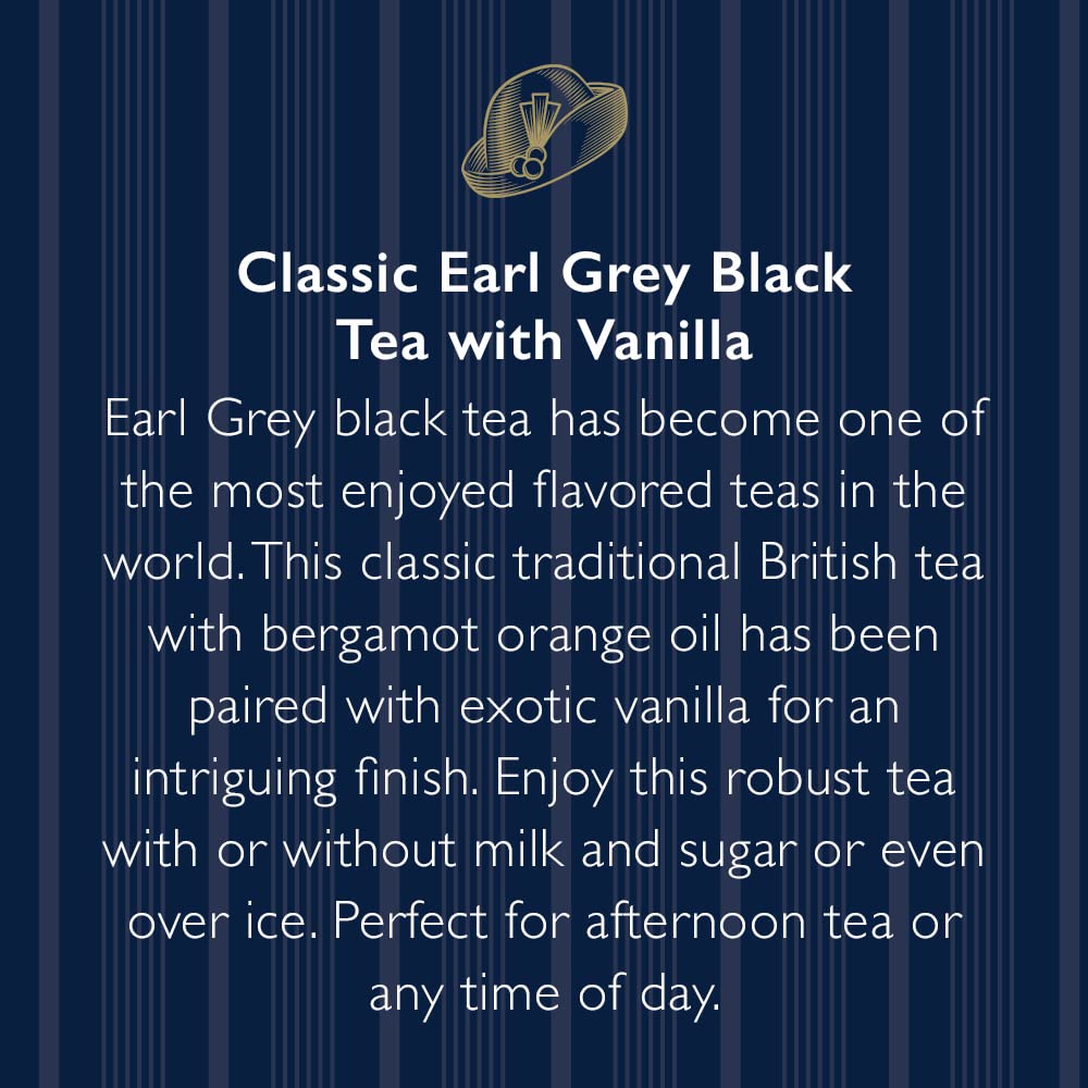 The Republic of Tea Downton Abbey Estate Blend packaging box front, emphasizing classic design and convenience.