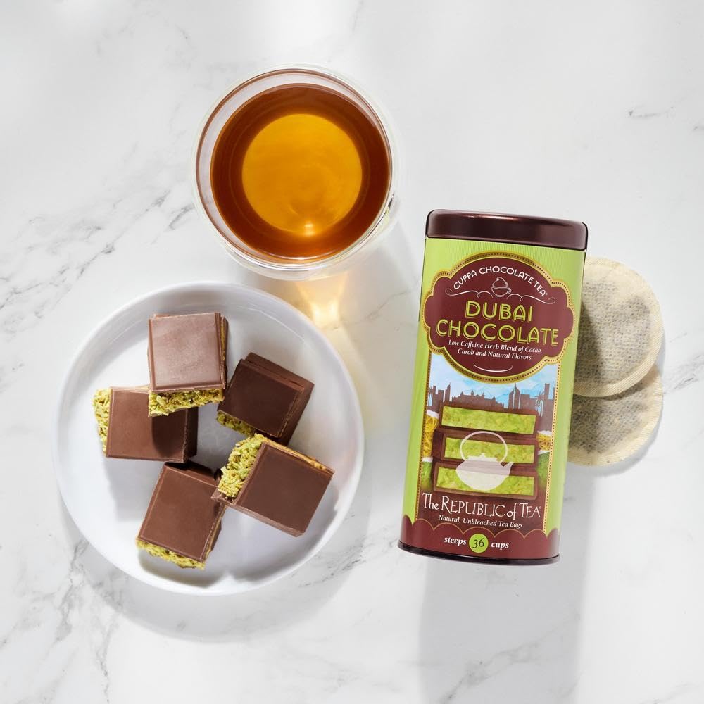 The Republic of Tea Dubai Chocolate Cuppa organic-ingredients promote clean flavor with natural sweetness.