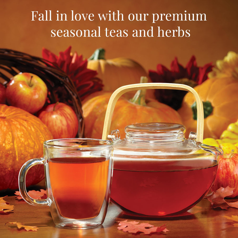The Republic of Tea Caramel Apple Rooibos, smooth sweetness with a mellow rooibos finish.