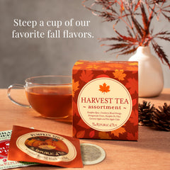 The Republic of Tea Cranberry Blood Orange Black Tea, bright citrus notes for brisk mornings.