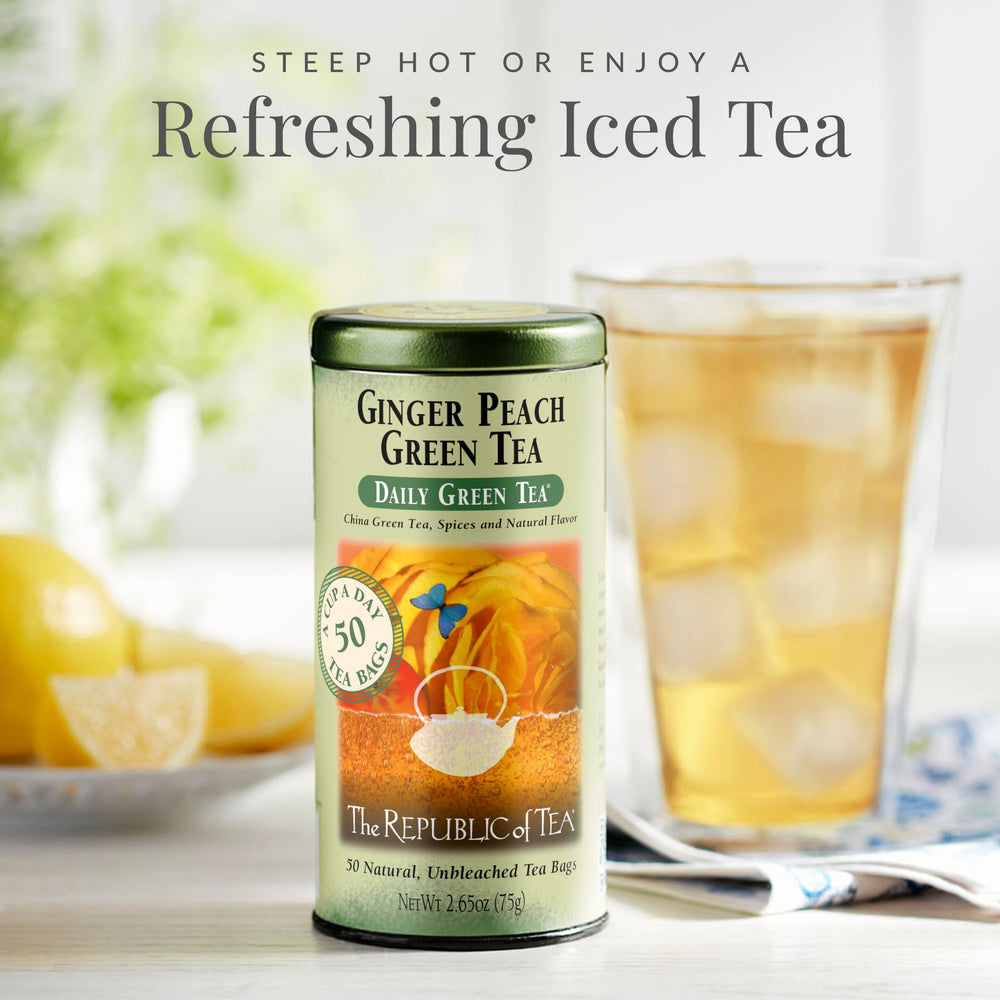The Republic of Tea aroma-steam image emphasizes natural flavors and a soothing tea moment.