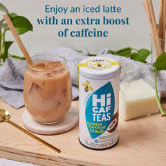 Republic of Tea HiCAF Toasted Coconut Tea steeped cup offers energizing tropical aroma.