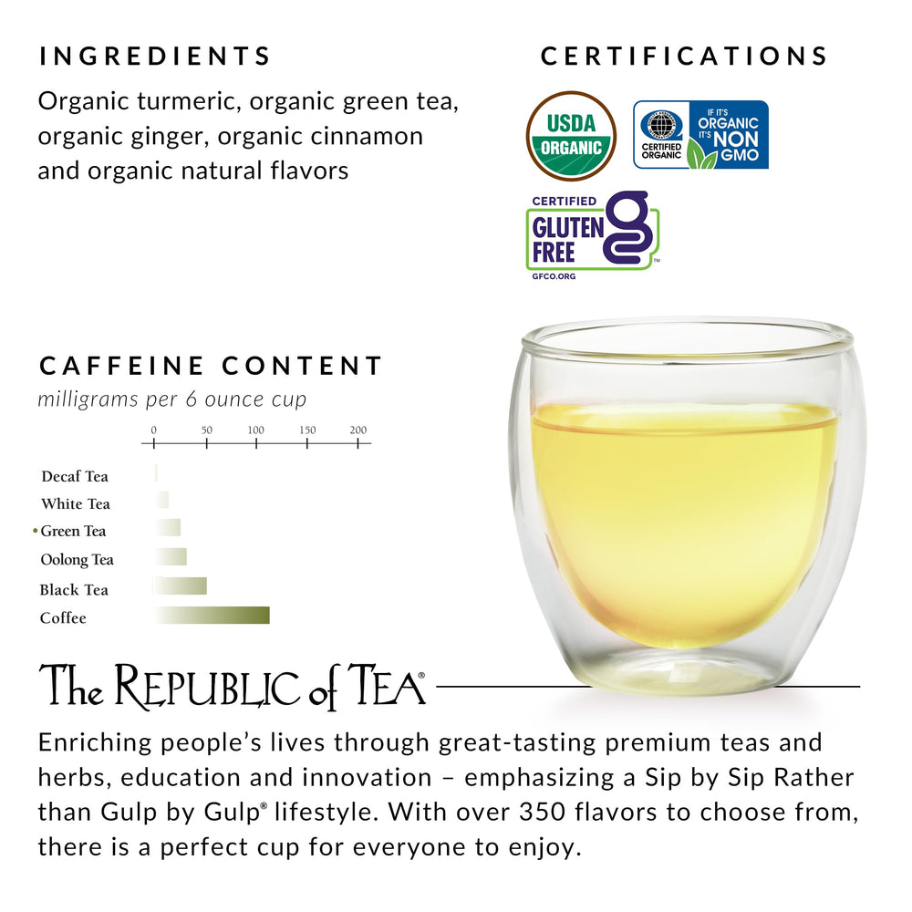 Organic certification logo on Republic of Tea packaging signaling quality