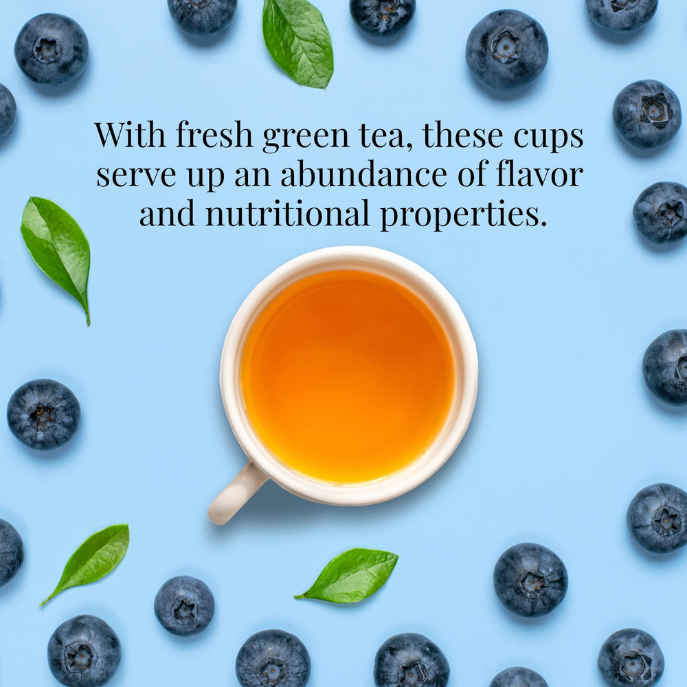 The Republic of Tea Blueberry Green Superfruit tea bags ready for a gentle, flavorful brew.