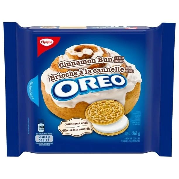Resealable container keeps Oreo Cinnamon Bun cookies fresh on the go.