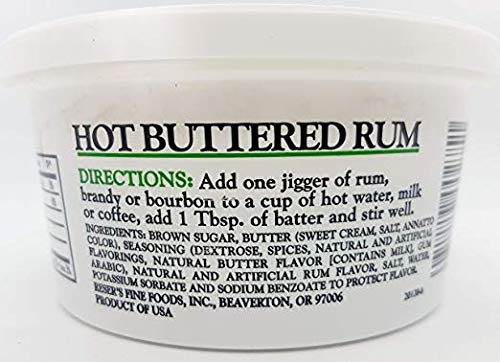 Reser's Hot Buttered Rum Mix with mug – steaming, comforting drink after dinner