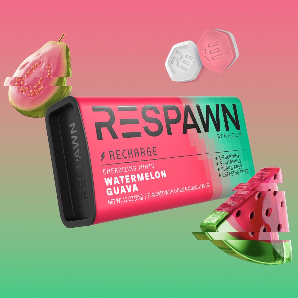 RESPAWN by Razer Watermelon Guava mints closeup showing sugar-free mint texture and freshness
