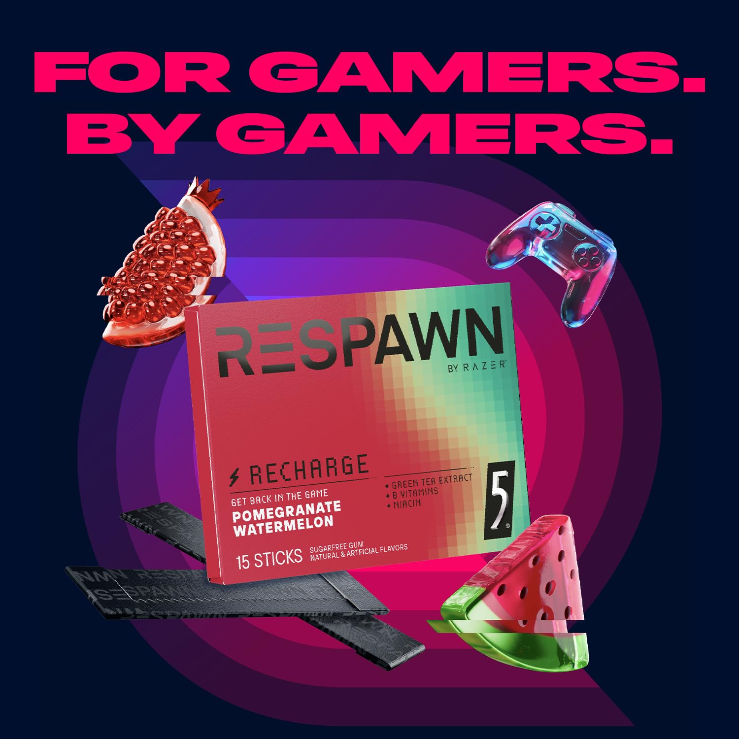 RESPAWN Energy Gum bulk display on store shelf