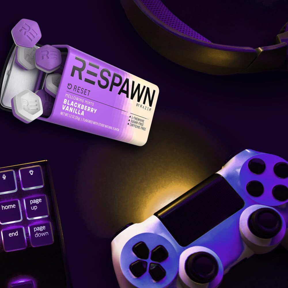 Gaming session with RESPAWN by Razer Blackberry Vanilla mints nearby