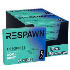 RESPAWN by RAZER energy and focus gum with cool mint in a bulk pack boosts focus during gaming sessions.