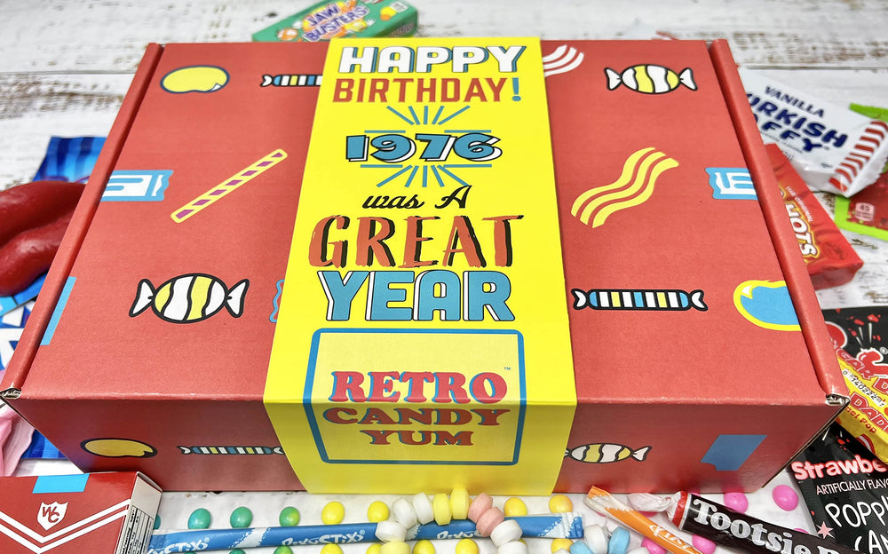 Retro Candy Yum nostalgic candies collection highlights childhood flavors for reminiscence.