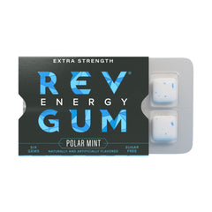 REV Gum caffeine energy gem compact pack for on-the-go energy and focus.