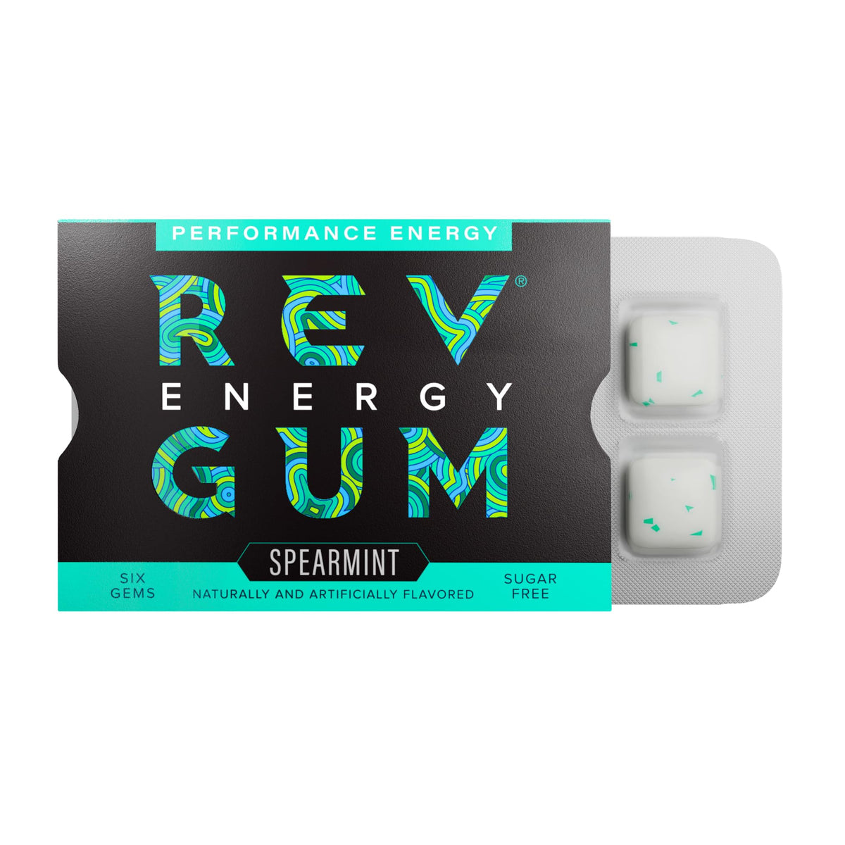 Rev Gum Energy box with 72 pieces for on-the-go alertness.