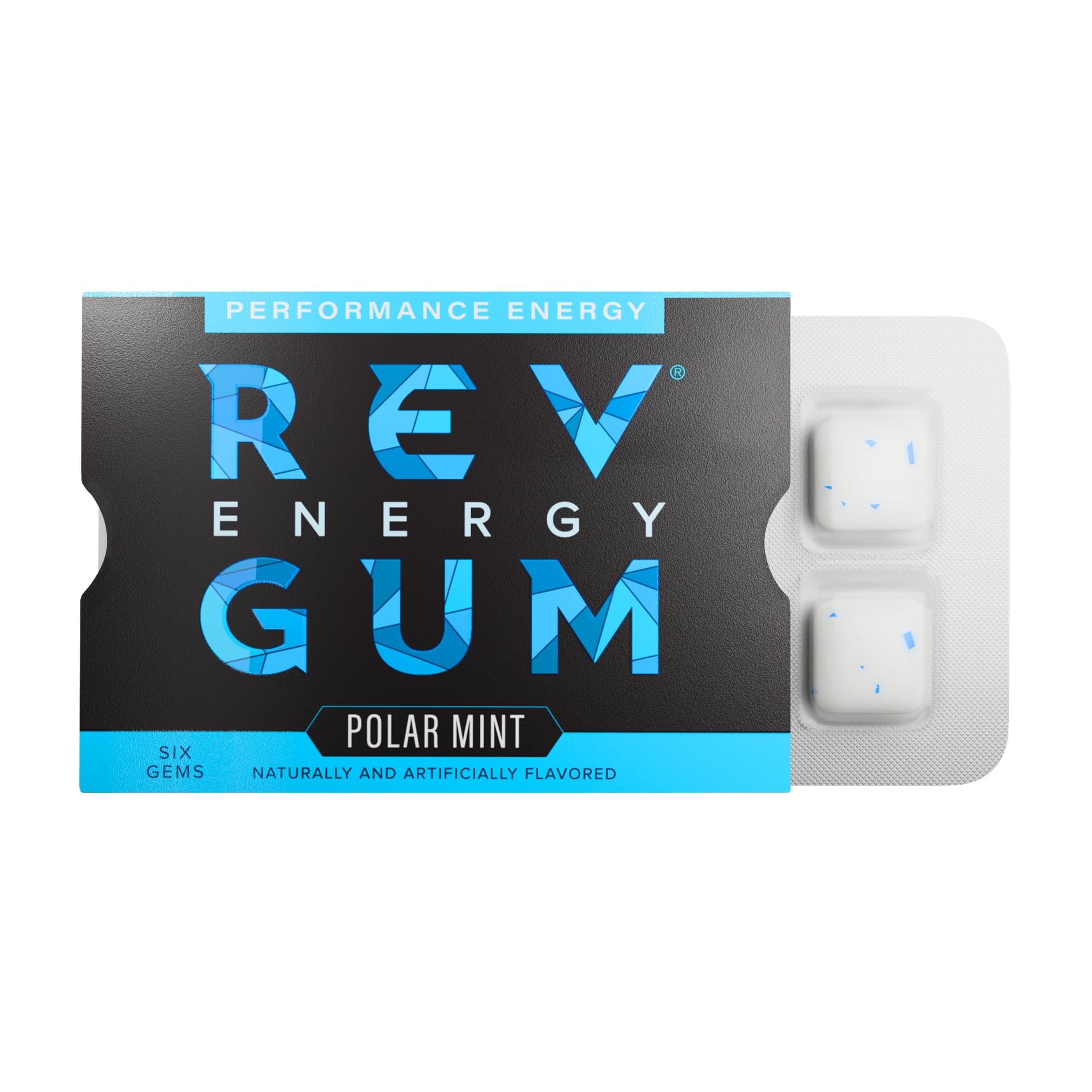 REV Gum Polar Mint 60mg pack shot shows convenient energy on the go