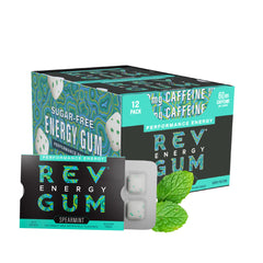 Rev Gum spearmint flavor gum piece with refreshing taste.