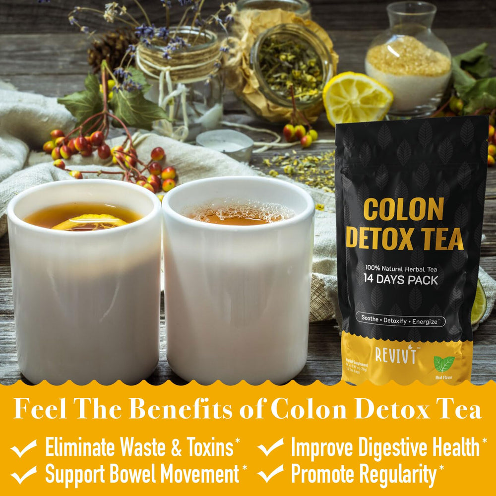 REVIVT Colon Detox Tea natural flavors of peppermint and lavender enhance enjoyment.