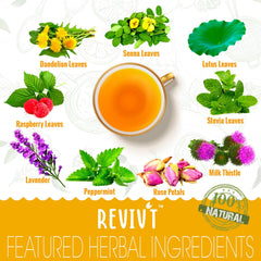 REVIVT Colon Detox Tea tea bag ready for a caffeine-free cleanse.