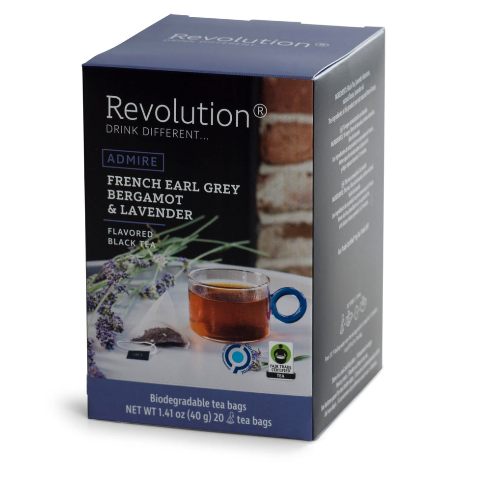 Revolution Tea biodegradable tea bags emphasize eco-conscious convenience for everyday brewing.