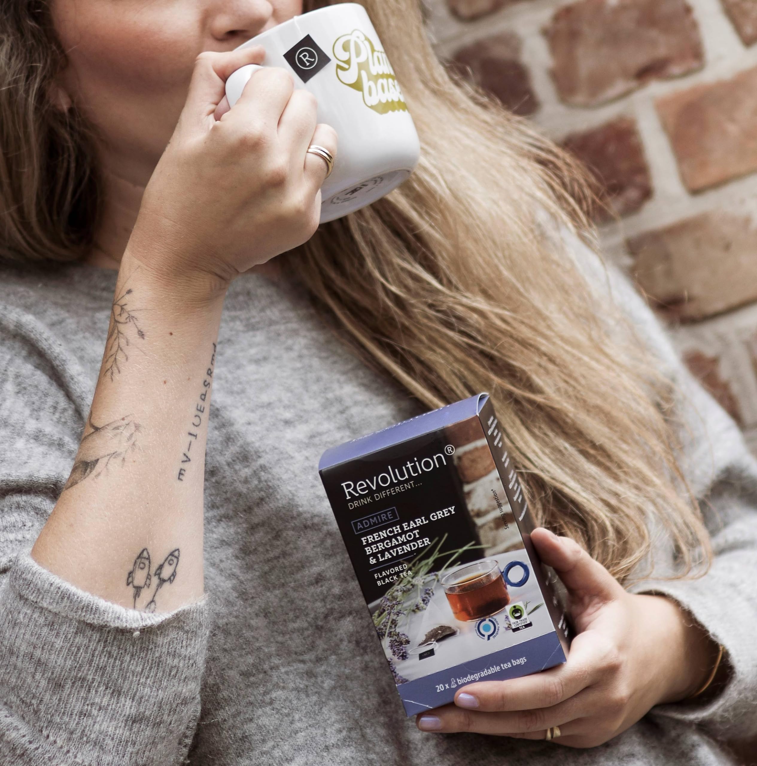 Revolution Tea lavender buds visual hints at soothing floral notes in the blend.