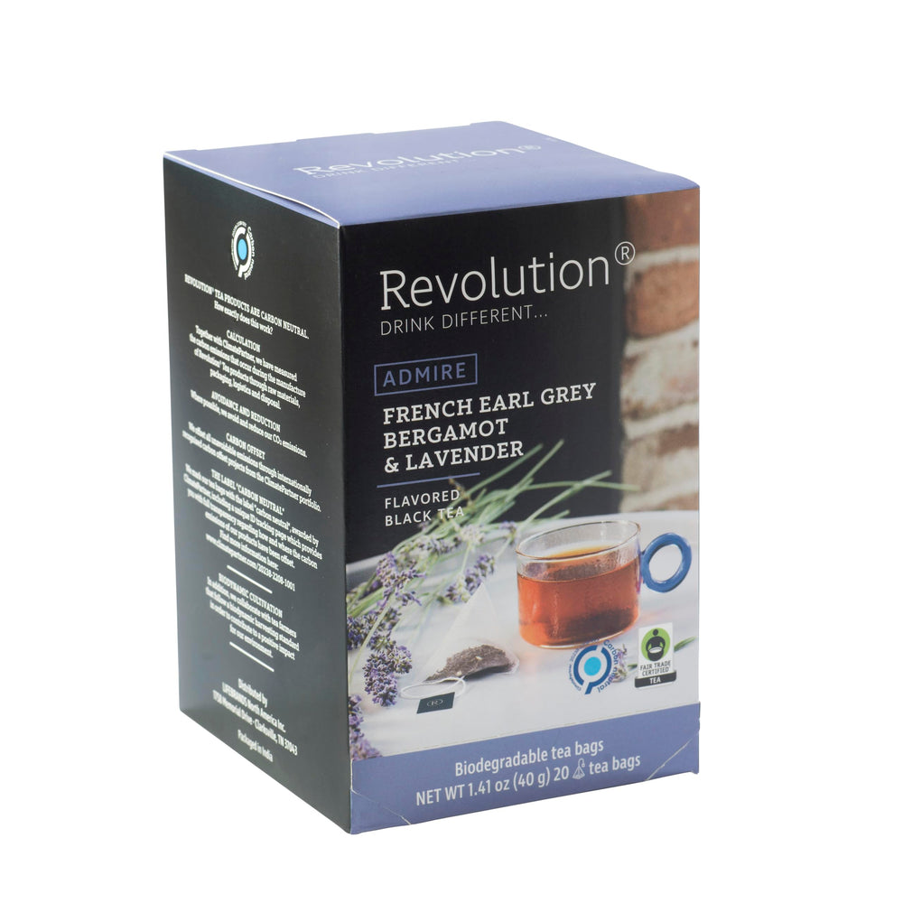 Revolution Tea Earl Grey Lavender steeped cup captures warm bergamot aroma.