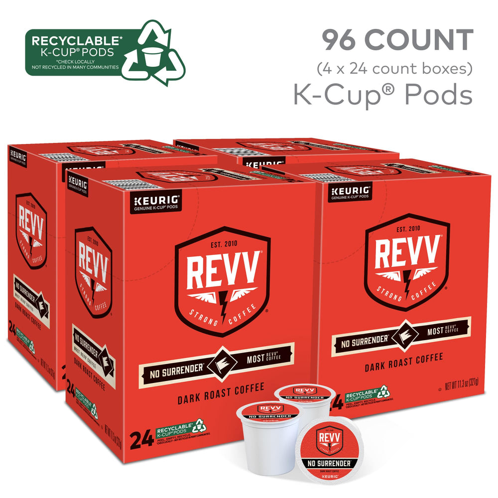 REVV No Surrender packaging box showing 96-count supply