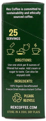 Close-up of a Rex Coffee Decaf Stick dissolving in water.