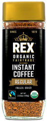Rex Coffee glass jar closeup showing a recyclable container preserving freshness.