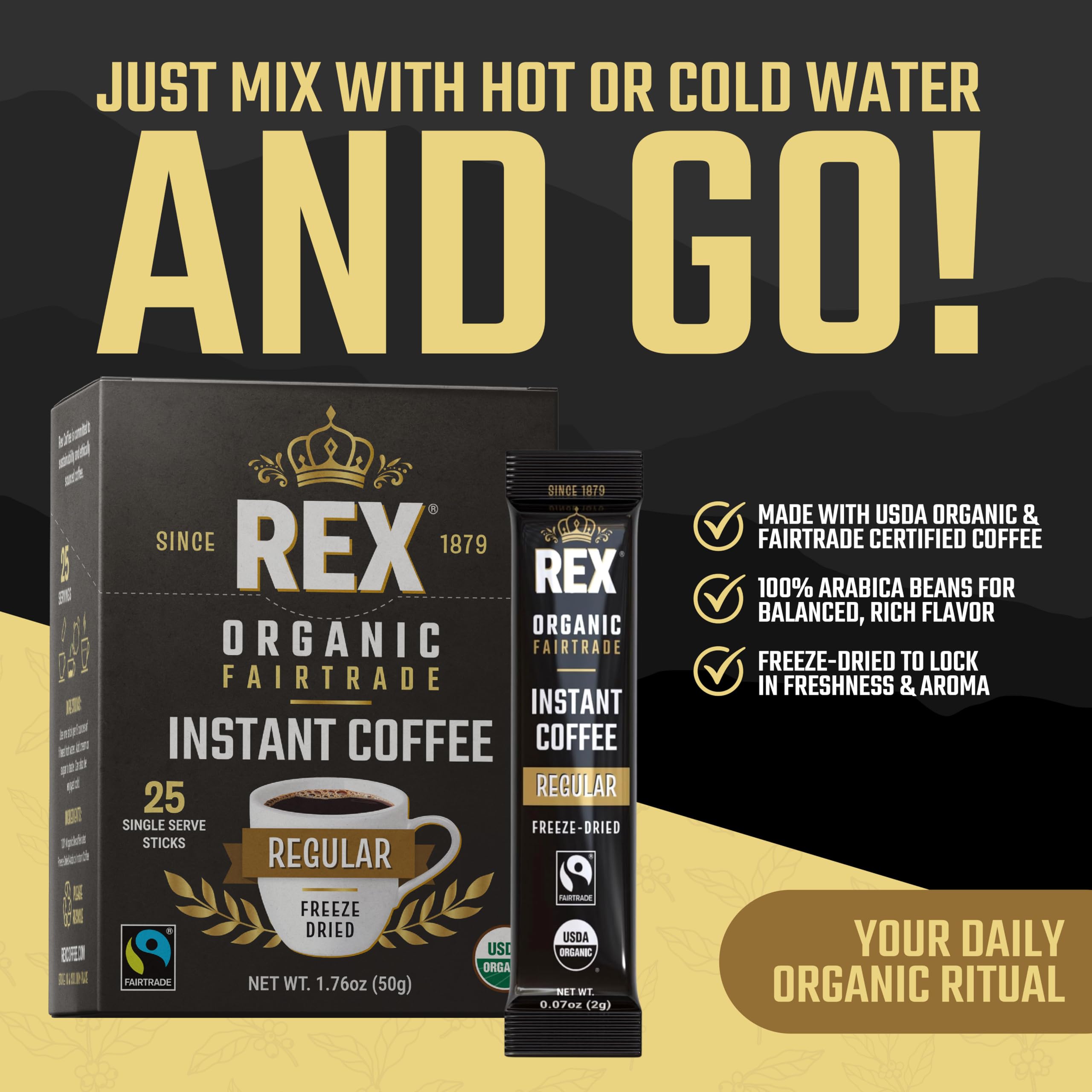 Rex Coffee instant stick dissolving in water for quick prep