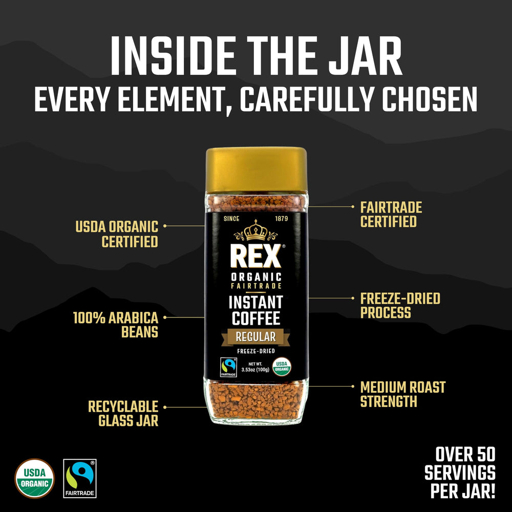 Rex Coffee steaming cup invites a bold aroma at home.