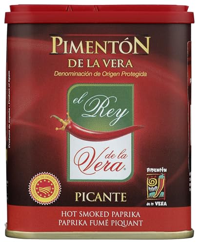 REY DE LA VERA hot pimenton bottle adds heat and depth to sauces and stews.