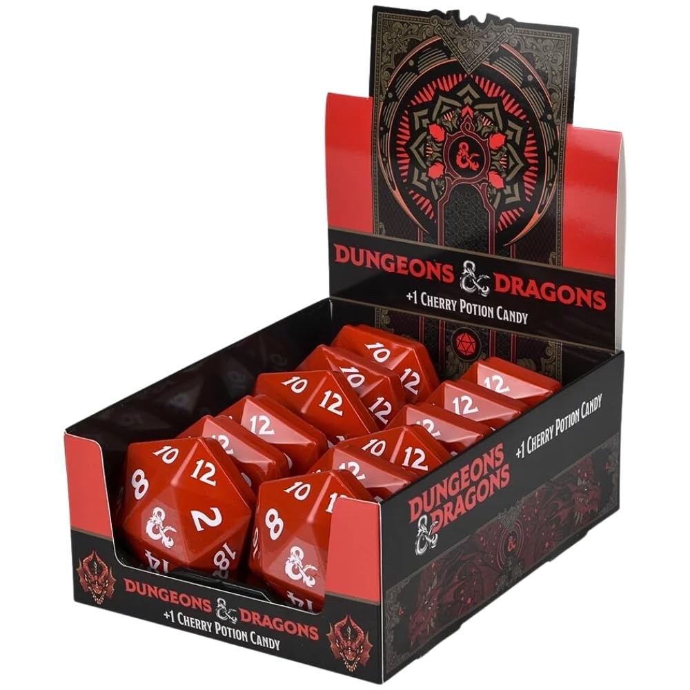 Rhode Island Novelty Boston America D&amp;D D20 sour candy tin on a display-ready setup.