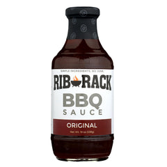 Rib Rack BBQ Orgnl bottle pour for easy rib glaze and versatile grilling.