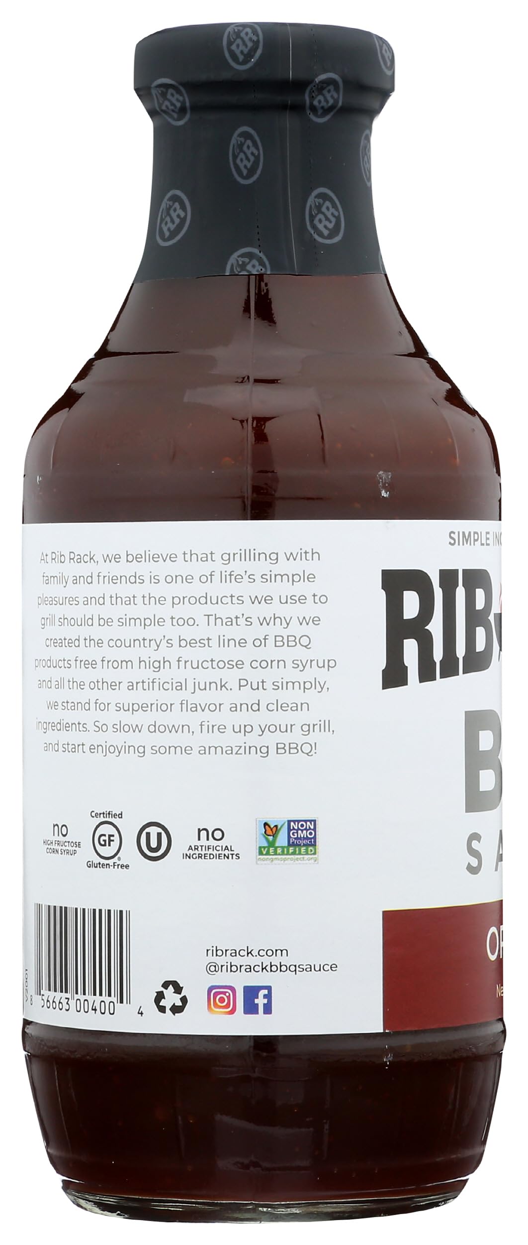 Rib Rack BBQ Orgnl chicken-juiciness adds glaze that keeps poultry moist with bold taste.