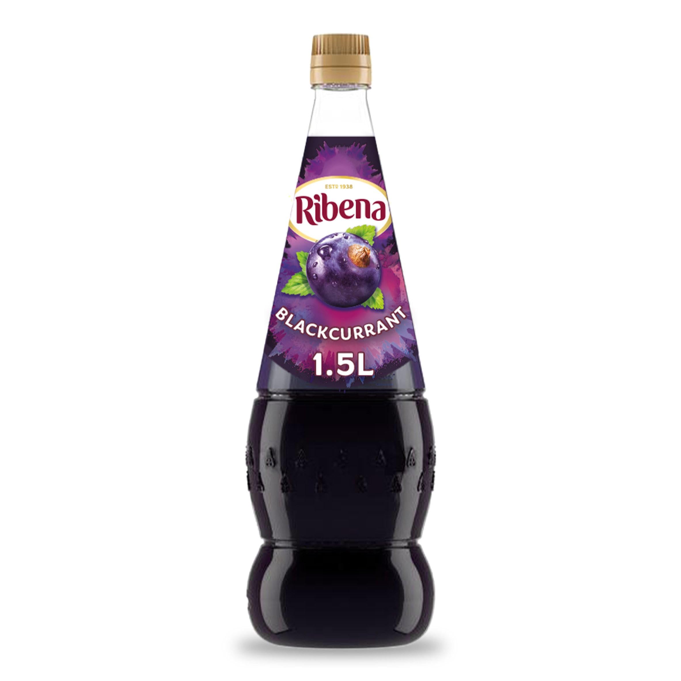 Ribena blackcurrant concentrate bottle pour showcases rich flavor for refreshing drinks