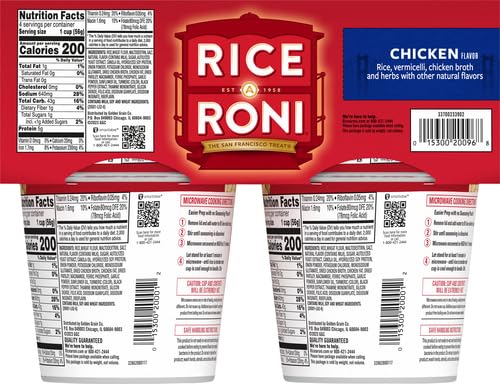 Rice-A-Roni Chicken 4pk Cups ready-to-serve setup, ideal for quick lunches.