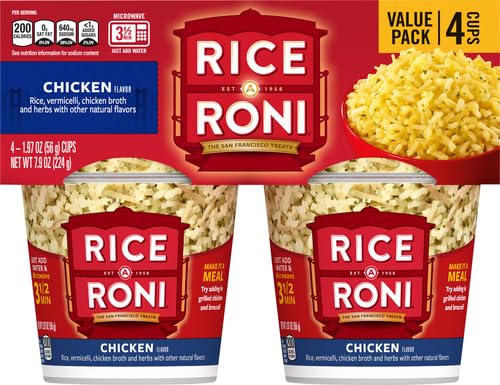 Rice-A-Roni Chicken 4pk Cups steaming, perfect for weeknight dinners.