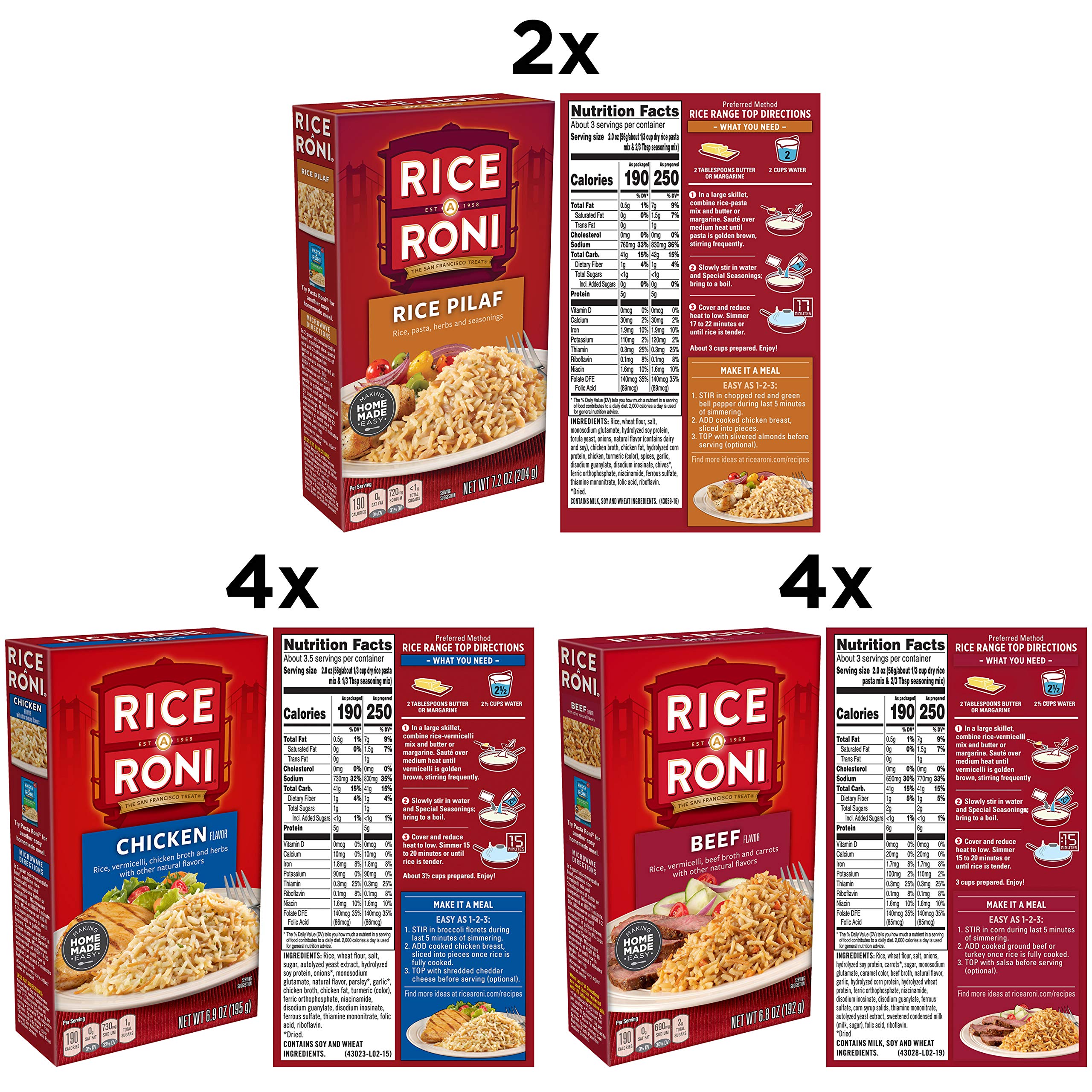 Rice-A-Roni Chicken box highlights convenient weeknight dinner option.