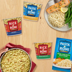 Rice-A-Roni Creamy Four Cheese cups in a 12-pack, ideal for on-the-go meals.
