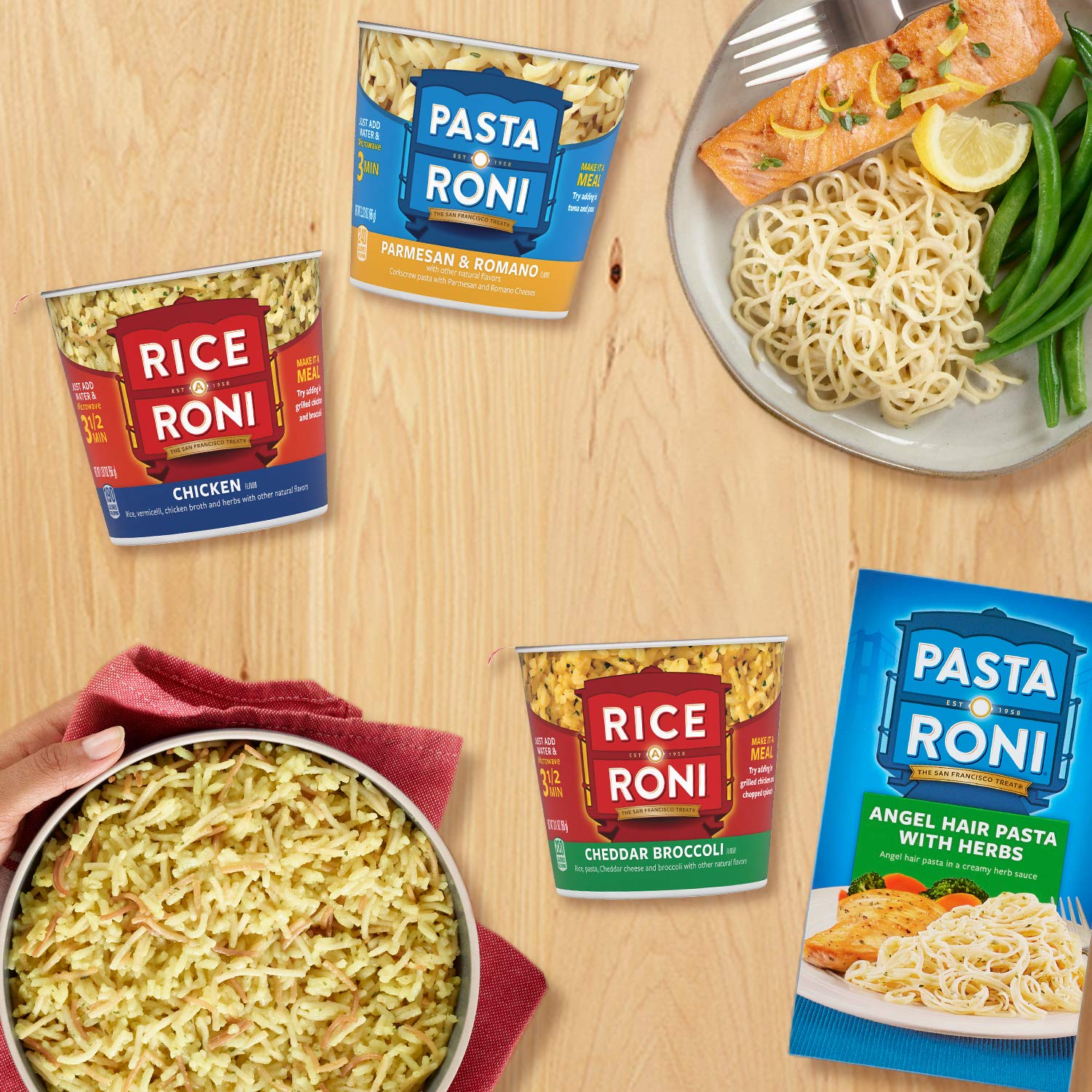 Rice-A-Roni Cups on-the-go meal idea for home, work, or travel.