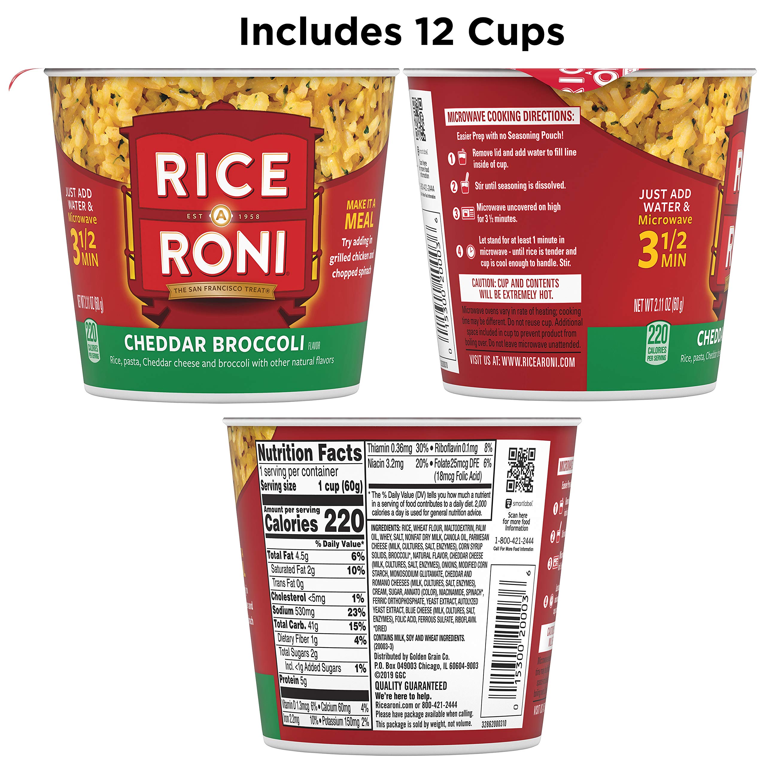 Rice-A-Roni Cups twelve-pack shown for easy pantry planning and convenient meals.