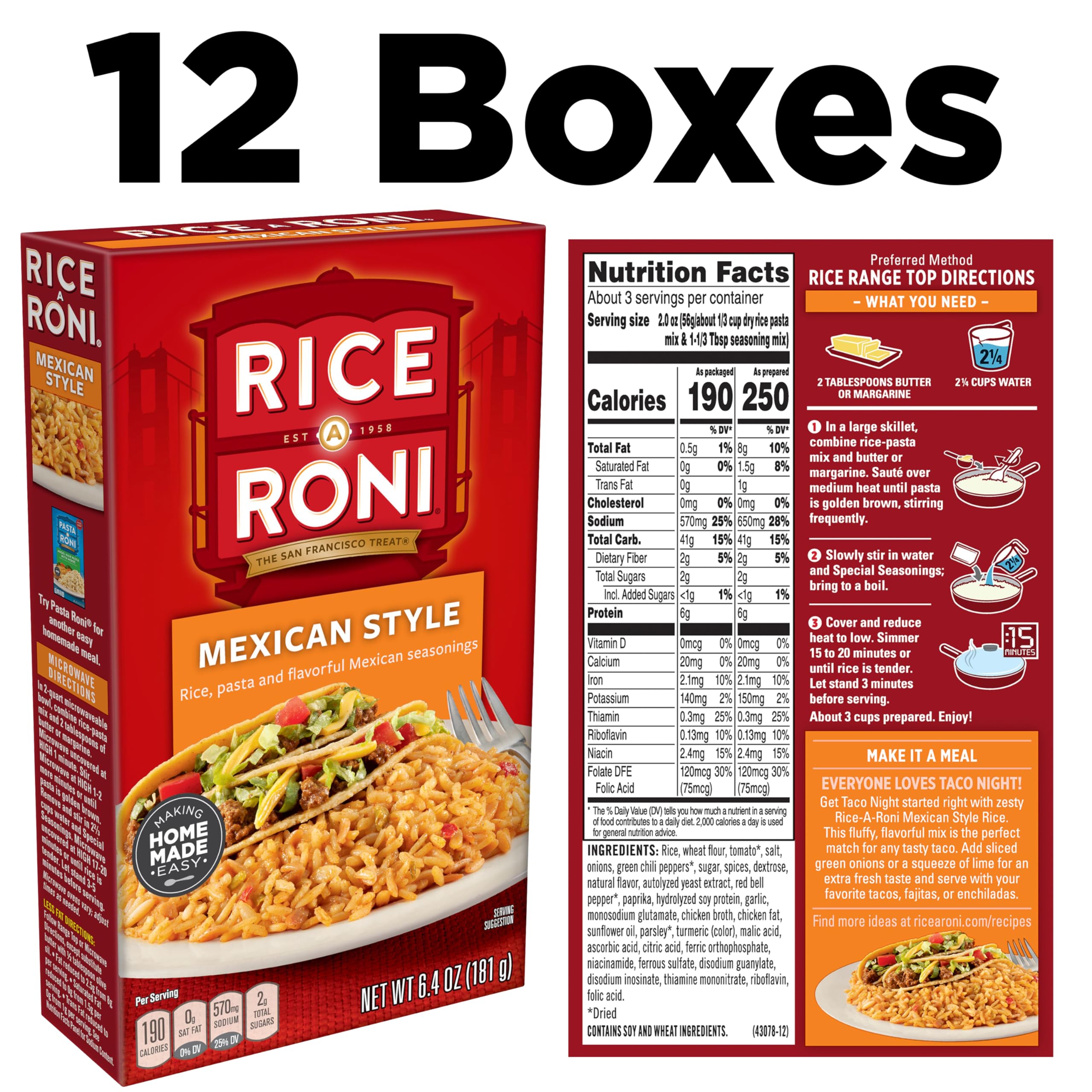 Rice-A-Roni Mexican Style ingredients mix for bold family meals