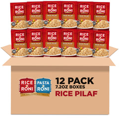 Rice-A-Roni Rice Pilaf packaging shows a convenient family-size box for quick meals