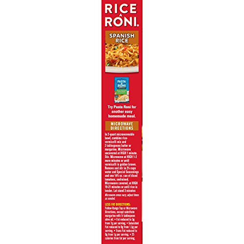 Rice-A-Roni Spanish Rice packaging closeup highlighting convenience.