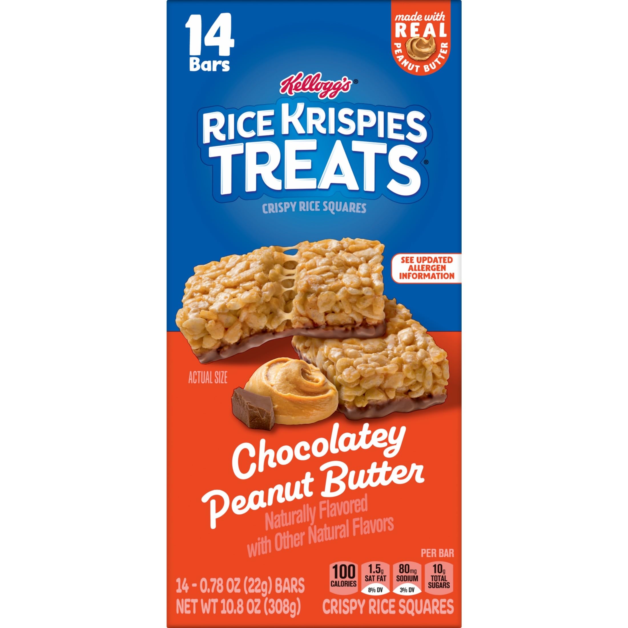 Rice Krispies Treats chocolatey peanut butter square, easy picnic snack
