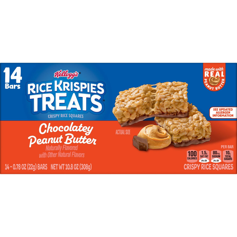 Rice Krispies Treats chocolatey peanut butter square, kid-friendly treat