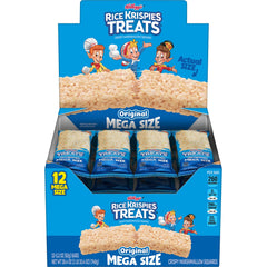 Rice Krispies Treats Mega Bar box front showcases a shareable snack.