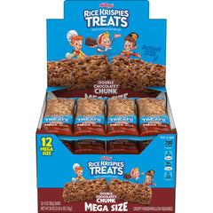 Rice Krispies Treats Mega Bars close-up of double chocolatey chunks and gooey marshmallow center.